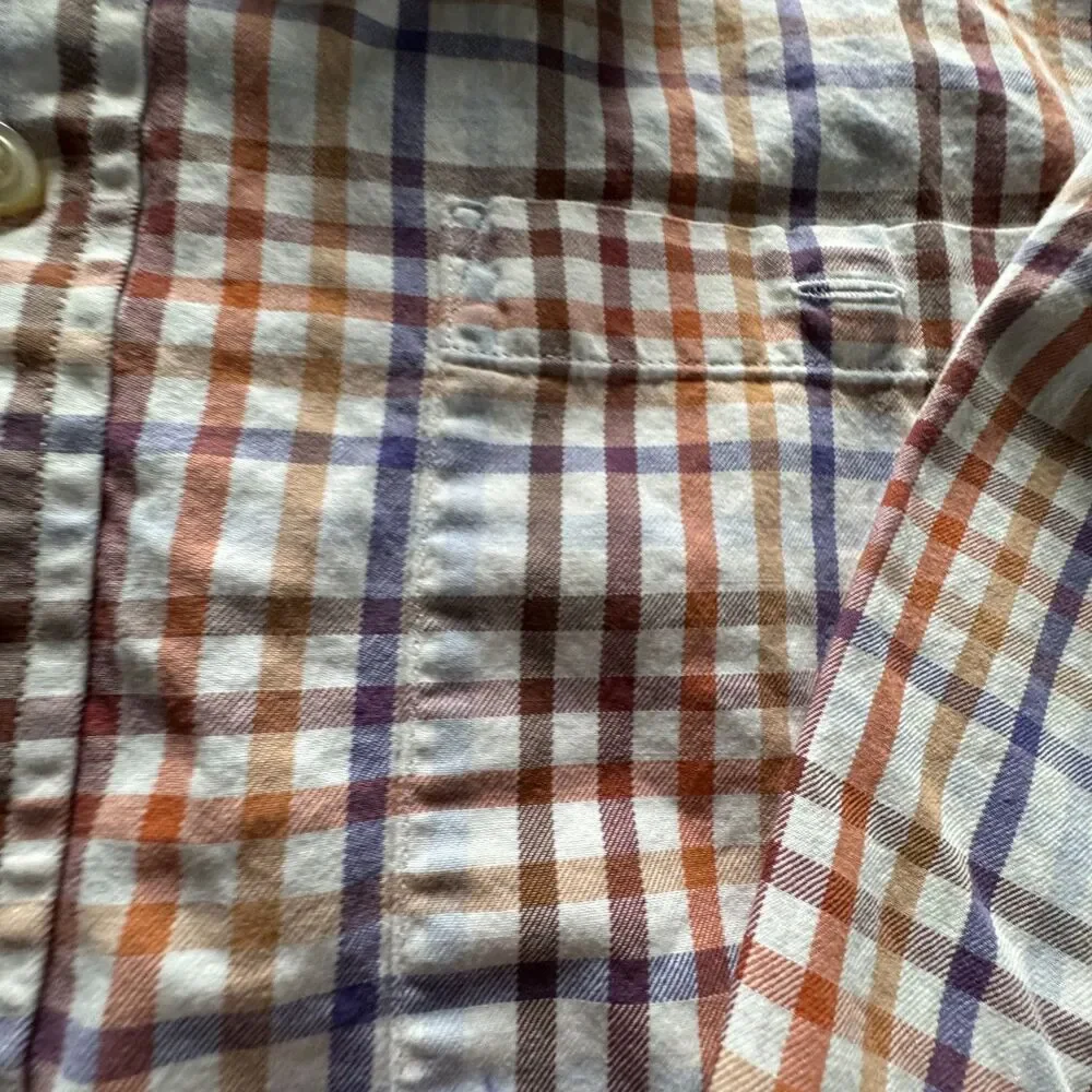 Orvis Button down collar casual shirt Blue,Brown, Orange Pattern Size L - Picture 2 of 9